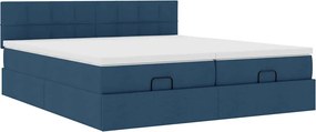 vidaXL Οθωμανικό κρεβάτι με στρώματα μπλε 200x200cm ύφασμα