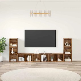 vidaXL Ντουλάπι TV με ράφι με αποθήκευση 4 pcs Παλιό ξύλο 37 x 35 x 107.5 εκ.