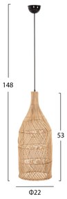 ΦΩΤΙΣΤΙΚΟ ΟΡΟΦΗΣ HM7888 ΚΡΕΜΑΣΤΟ ΑΠΟ RATTAN ΣΕ ΦΥΣΙΚΟ ΧΡΩΜΑ Φ22x148Υ εκ. - 0535089 - HM7888