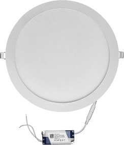 Led panel χωνευτό λευκό στρογγυλό 30W 230V 3000K θερμό λευκό φως 2700lm με τροφοδοτικό