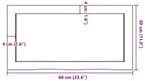 Ράφι Τοίχου Σκούρο Καφέ 60x30x(2-4) εκ. Επεξ. Μασίφ Ξύλο Δρυός - Καφέ