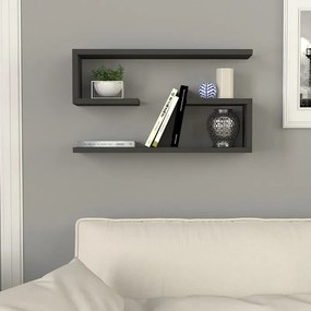 Ραφιέρα τοίχου Jenika Megapap 2 τεμαχίων χρώμα ανθρακί 60x14,5x18εκ.