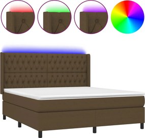 vidaXL LED Κρεβάτι με βάθρο με κεφαλάρι ύφασμα