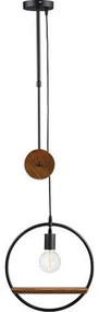 Φωτιστικό Οροφής Μονόφωτο Με Ξύλο DCR1760145P Black Metal,Wood