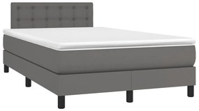 vidaXL Κρεβάτι Boxspring με Στρώμα Γκρι 120x200εκ. από Συνθετικό Δέρμα