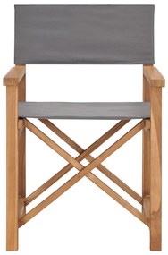 Καρέκλες Σκηνοθέτη 2 τεμ. Γκρι από Μασίφ Ξύλο Teak - Γκρι