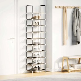 Ράφι παπουτσιών 10 επιπέδων μαύρο 44x28x180 cm - Μαύρο