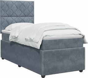vidaXL Κρεβάτι box spring με στρώμα Σκούρο Γκρι 90 x 190 cm Βελούδο