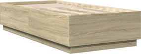 vidaXL Πλαίσιο Κρεβατιού με LED Sonoma Δρυς 100x200 εκ. Επεξεργ. Ξύλο