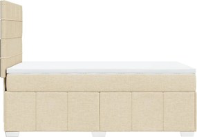 vidaXL Κρεβάτι Boxspring με Στρώμα Κρεμ 90x200 εκ.Υφασμάτινο