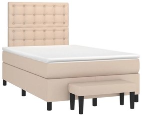 Κρεβάτι Boxspring με Στρώμα Καπουτσίνο 120x200εκ.από Συνθ.Δέρμα - Καφέ