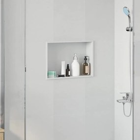 vidaXL Νίτσα Μπάνιου Λευκό 45 x 30 x 9.5 εκ. Ανοξείδωτο ατσάλι