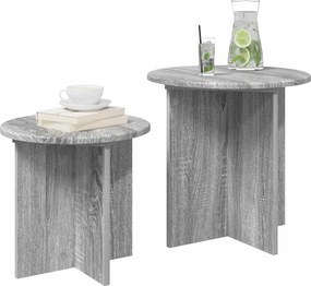 vidaXL Σετ βοηθητικά τραπεζάκια με αποθήκευση 2 pcs Γκρι Sonoma