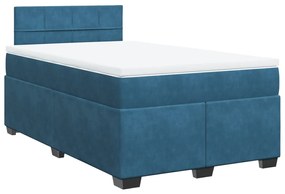 Κρεβάτι Boxspring με Στρώμα Μπλε 120x190 εκ. Βελούδινο - Μπλε