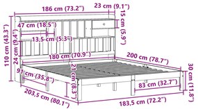 ΚΡΕΒΑΤΙ ΒΙΒΛΙΟΘΗΚΗ ΧΩΡΙΣ ΣΤΡΩΜΑ 180X200 ΕΚ ΜΑΣΙΦ ΞΥΛΟ ΠΕΥΚΟΥ 3322608