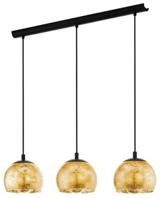 Κρεμαστό Φωτιστικό Τρίφωτη Ράγα 795xH1100cm 3xE27 Μαύρο-Γυαλί Χρυσαφί Eglo Albaraccin 98525