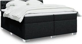 vidaXL Κρεβάτι Boxspring με Στρώμα Μαύρο 200x200 εκ. Υφασμάτινο