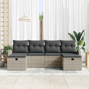 vidaXL Σετ Καναπέ 6 Τεμαχίων  με Μαξιλάρια Ανοιχτό Γκρι Πολυ Ρατάν