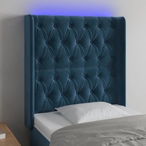 Κεφαλάρι Κρεβατιού LED Σκούρο Μπλε 83x16x118/128εκ. Βελούδινο - Μπλε