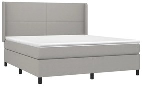 Κρεβάτι Boxspring με Στρώμα &amp; LED Αν.Γκρι 180x200εκ. Υφασμάτινο - Γκρι