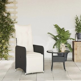 Καρέκλα Κήπου Ανακλινόμενη Μαύρη Συνθετικό Ρατάν με Μαξιλάρια - Μαύρο