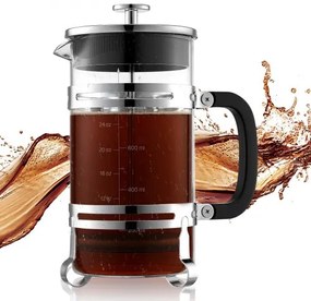 VEVOR French Press Coffee Maker 1L Borosilicate Glass Coffee Tea Press Silver