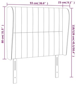 Κεφαλάρι με Πτερύγια Σκούρο Γκρι 93 x 23 x 118/128εκ.Υφασμάτινο 3118177
