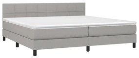 vidaXL Κρεβάτι Boxspring με Στρώμα & LED Αν.Γκρι 200x200εκ. Υφασμάτινο