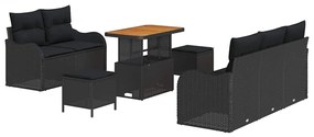 vidaXL Σετ Καναπέ Κήπου Ρυθμιζόμενο ύψος 8 pcs Μαύρο συνθετικό ρατάν