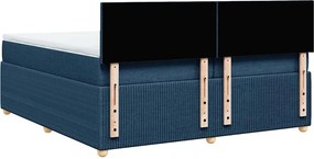 vidaXL Κρεβάτι Boxspring με Στρώμα Μπλε 200x200 εκ. Υφασμάτινο