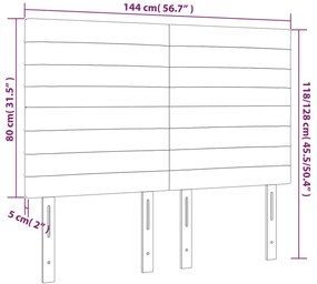 vidaXL Κεφαλάρι Κρεβατιού LED Ροζ 144x5x118/128 εκ. Βελούδινο