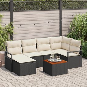 vidaXL Σετ Καναπέ Κήπου 7 pcs Μαύρος, λευκός Μεσαίο