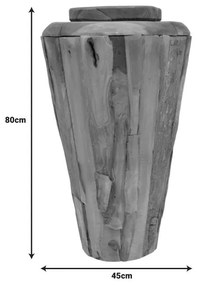 Διακοσμητικό βάζο Ualan teak ξύλο σε φυσική απόχρωση Φ45x80εκ 45x45x80 εκ.