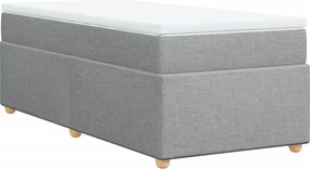 vidaXL Κρεβάτι Boxspring με Στρώμα Ανοιχτό Γκρι 100x200 εκ. Υφασμάτινο