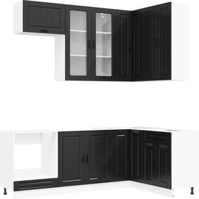 vidaXL Μονάδα κουζίνας PORTO 8 pcs Μαύρο Επεξεργασμένο Ξύλο