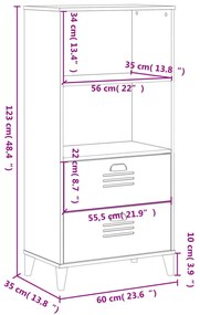 ΒΙΒΛΙΟΘΗΚΗ VIKEN ΑΝΘΡΑΚΙ ΓΚΡΙ 60X35X123 ΕΚ. ΜΑΣΙΦ ΞΥΛΟ ΠΕΥΚΟΥ 374949