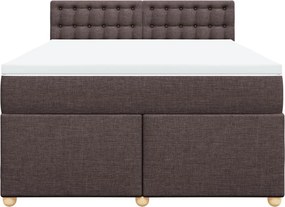 vidaXL Κρεβάτι Boxspring με Στρώμα Σκούρο Καφέ 140x200 εκ Υφασμάτινο