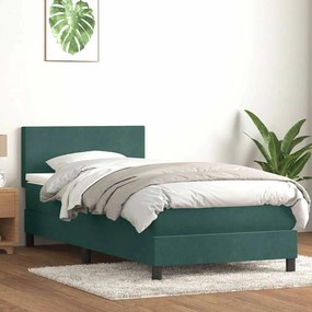 BOX SPRING ΚΡΕΒΑΤΙ ΜΕ ΣΤΡΩΜΑ ΣΚΟΥΡΟ ΠΡΑΣΙΝΟ 80X220ΕΚ. ΒΕΛΟΥΔΙΝΟ 3316044