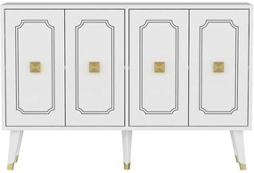 Μπουφές Roland 327ODS1229 120x30x80cm White-Gold Μοριοσανίδα, Μελαμίνη