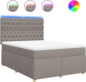 vidaXL Κρεβάτι Boxspring με Στρώμα Taupe 140x190 εκ. Υφασμάτινο