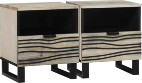 vidaXL Κομοδίνο 2 pcs Λευκό 40 x 33 x 46 εκ. Επεξεργασμένο Ξύλο