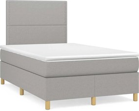 vidaXL Κρεβάτι Boxspring με Στρώμα &amp; LED Αν.Γκρι 120x190εκ. Υφασμάτινο