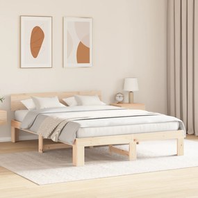 vidaXL Κρεβάτι με Κεφαλάρι 160x200 εκ Μασίφ Ξύλο Πεύκου