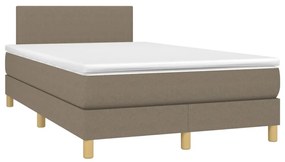 Κρεβάτι Boxspring με Στρώμα &amp; LED Taupe 120x190 εκ. Υφασμάτινο - Μπεζ-Γκρι