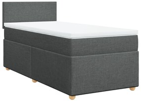 Κρεβάτι Boxspring με Στρώμα Σκούρο Γκρι 90x200 εκ. Υφασμάτινο - Γκρι