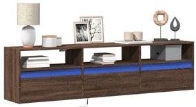 vidaXL Έπιπλο Τοίχου Τηλεόρασης με LED Καφέ Δρυς 180x31x45 εκ.