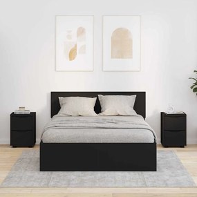 Κομοδίνα 2 pcs Μαύρο 30,5 x 30 x 43 εκ Επεξεργασμένο ξύλο