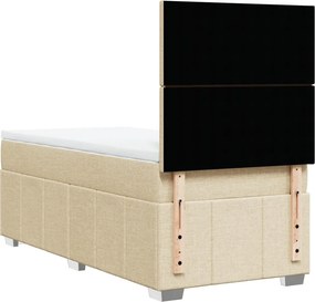 vidaXL Κρεβάτι Boxspring με Στρώμα Κρεμ 100 x 200 εκ. Υφασμάτινο