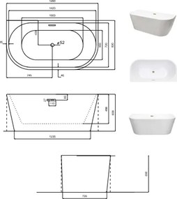 Acrilan Echo White Gloss - Μπανιέρα Ελεύθερης Τοποθέτησης 150x80 εκ.