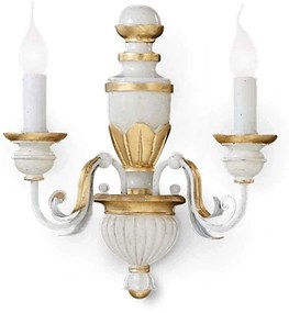 Φωτιστικό Τοίχου Firenze 012902 33x38x17cm 2xE14 40W White-Gold Ideal Lux